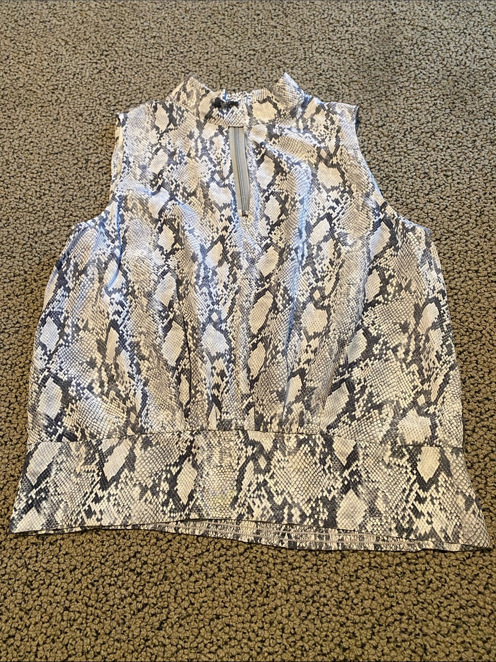 Frame Denim Snake Print Sleeveless Tank Top in Black and Cream